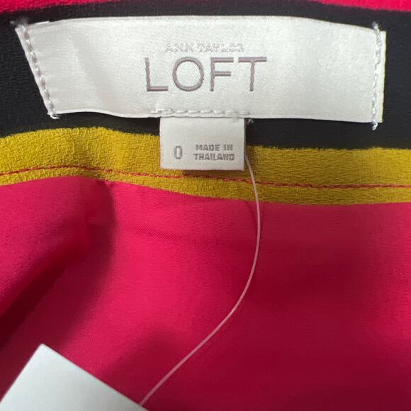 Ann Taylor Loft Pathwork Western Multicolor Geometric Women Flowy Skirt Size 0 - Picture 4 of 6